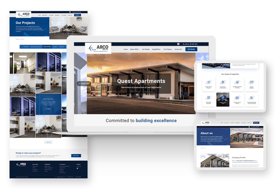 Woperdelicatta created the website for construction company ARCO to present their services